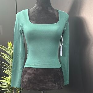 Onestepup Square neck, long sleeve stretch, tight fit, seamless, dark teal